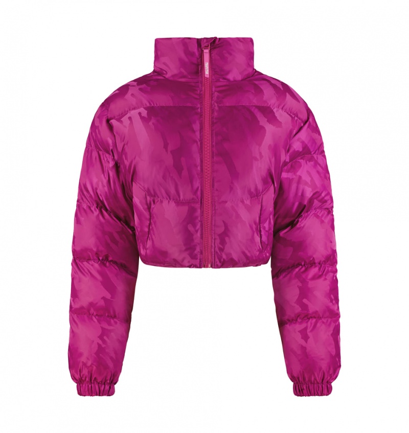 Trapstar Cropped T Jacquard Puffer Jakker Dame Fuchsia Rosa | 8236097-BX