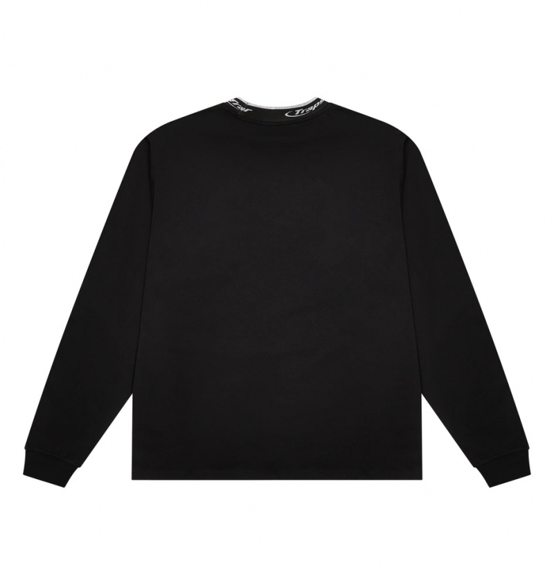 Trapstar Hyperdrive Collar LS T-Skjorte Herre Svarte Hvite | 6970814-HI