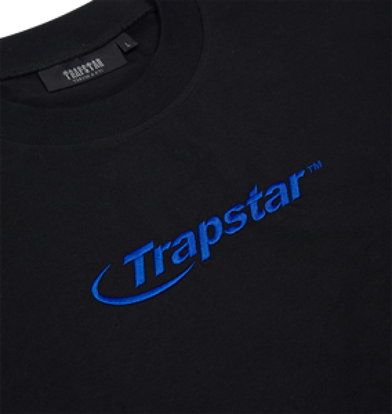 Trapstar Hyperdrive Embroidered T-Skjorte Herre Svarte Blå | 2095187-MN