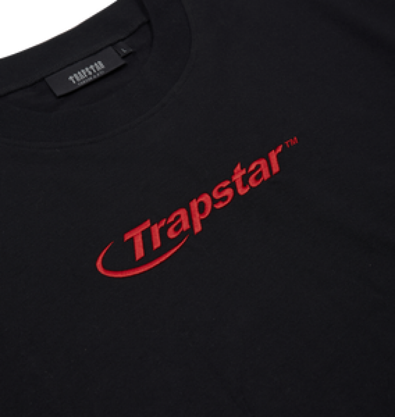 Trapstar Hyperdrive Embroidered T-Skjorte Herre Svarte Rød | 9310482-TW