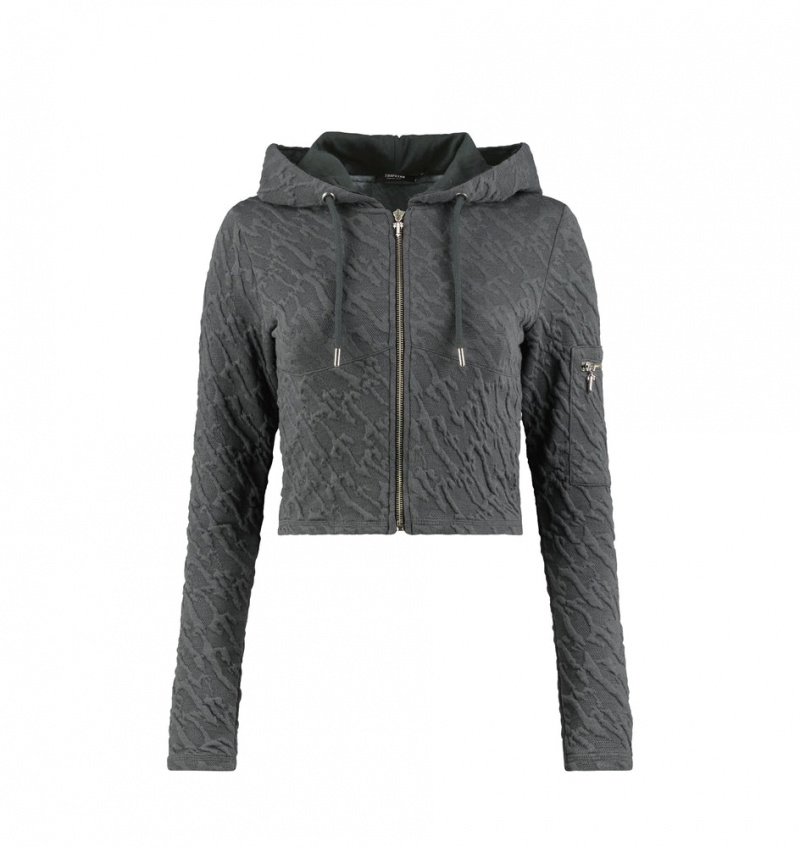 Trapstar Jacquard Fitted Zip Hettegenser Dame Grå | 2380415-CE