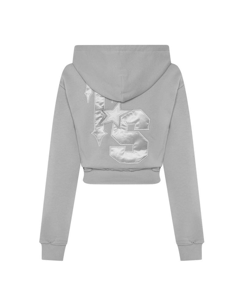 Trapstar TS-Star Silver Satin Applique Hettegenser Dame Grå | 2591387-XV